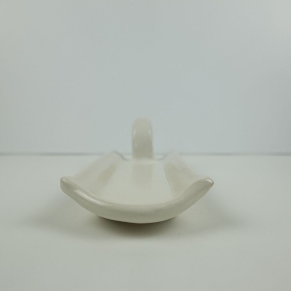 Pottery Ceramic Butter Dish White Glazed - Picture 3 of 9